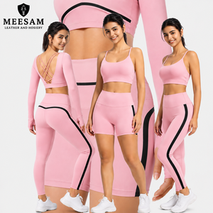 Ensemble de yoga 2 pièces en Spandex et Nylon respirant, ensemble de yoga 3 pièces en Spandex et Nylon, ensemble de yoga écologique en Spandex taille mi-haute - Product Image 3