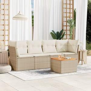 Ensemble de canapés de jardin en rotin PE beige, mobilier d'extérieur, coussin imperméable, mousse haute densité, design contemporain - Product Image 3