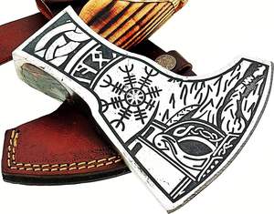 Hache Viking artisanale personnalisée Imperial Enterprises, type Tomahawk, à dos plat, tête en acier 1095, manche en bois, qualité industrielle, 5 coupes - Product Image 6