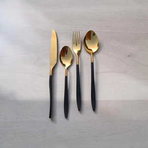Gold Plated Cutlery Set Minimalist Design <b>Mirror</b> Finish Long Handle Durable Metal Utensils For Wedding Use - Product Image 6