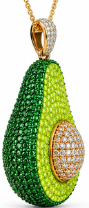 Colgante de Moissanita con Diseño de Aguacate de Dibujos Animados, Adorno para Bolso con Pedrería, Chapado en Oro Verde, Joyería, Regalo para Cumpleaños y Navidad - Product Image 4