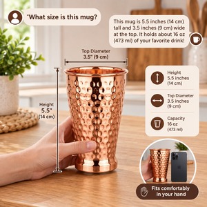 แก้วน้ำทองแดงผสม 18 ออนซ์ ลายตอกแบบวินเทจ สำหรับทุกเพศ - Product Image 5