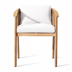 Chaise de salle à manger de style luxueux en rotin avec accoudoirs et structure en teck pour la décoration de la maison et le mobilier de jardin - Product Image 1