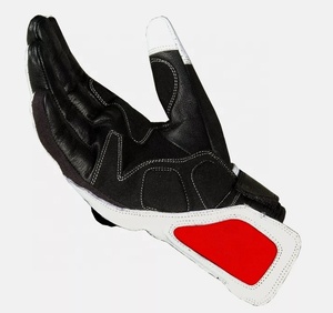 Gants de course en cuir à doigts complets, respirants, unisexes, avec fermeture auto-agrippante, blanc, noir, rouge, à panneaux, pour la conduite en extérieur, imprimés, sportifs - Product Image 4