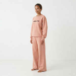 Conjunto Deportivo Casual de Dos Piezas para Mujer, Sudadera de Manga Larga con Cuello Redondo y Detalles de Pedrería, Pantalones Anchos - Product Image 4
