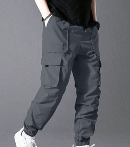 Pantalon décontracté pour homme SHY SPORTS entièrement personnalisable, coupe droite, en toile polyester/coton, avec cordon de serrage, respirant, coupe-vent, écologique et à séchage rapide - Product Image 4