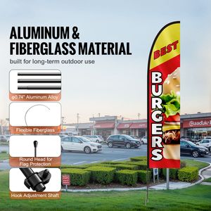 Kit de Mástil para Bandera Publicitaria con Temática Política para Restaurante de Hamburguesas, con 1 Bandera y 1 Mástil para Promoción Comercial al Aire Libre - Product Image 2