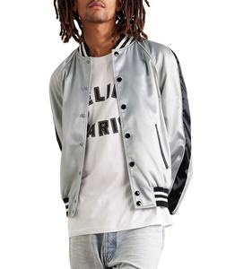 Chaqueta universitaria de satén a rayas hecha en fábrica, chaqueta de escuela secundaria de Letterman transpirable de talla grande de alta calidad para hombre - Product Image 2