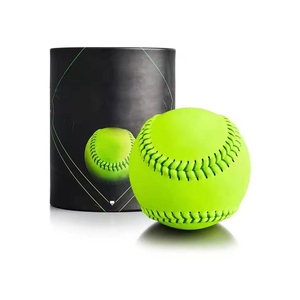 Pelota de Softbol Luminosa Verde de KATBROS INDUSTRIES con Costuras Negras para Entrenamiento de Béisbol, Profesional, Cómoda, para Diestros y Zurdos - Product Image 1