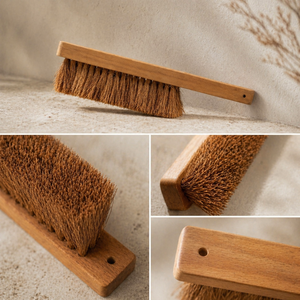 Mini Coconut Fiber Cleaning <b>Brush</b> with Wooden Handle for <b>Pet</b> or Horse cleaning or Household Use - Product Image 1
