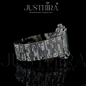 Montre-bracelet automatique mécanique de luxe en or, sertie de moissanite blanche et noire, avec cadran en verre et boîtier en acier inoxydable - Product Image 4