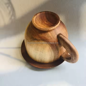 ถ้วยเครื่องดื่มทำด้วยมือทำจากไม้ธรรมชาติถ้วยแบบชนบทเป็นมิตรต่อสิ่งแวดล้อมนำกลับมาใช้ใหม่ได้สำหรับน้ำชากาแฟ - Product Image 4