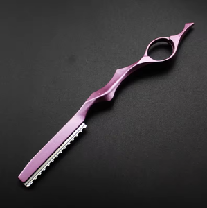 Hair Cutter Metal Single <b>Edge</b> Blade Straight Carbon Steel Safety Razor with <b>Rubber</b> Handle Right-Handed for Hair Thinning - Product Image 3