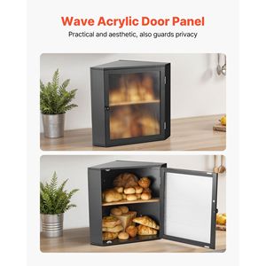 Double Layer Large Capacity Bamboo Bread <b>Storage</b> Container <b>Corner</b> Kitchen Counter Farmhouse Wooden Breadbox - Product Image 5