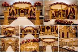 Exclusivo Mandap de Madera para Bodas Indias, Mandap Redondo Tallado en Madera, Conjunto de Mandap para Decoración de Bodas, Mandap de Palacio - Product Image 4