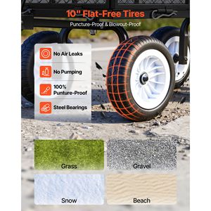 Heavy Duty 900 LBS Steel <b>Garden</b> Cart 10 Inch Tires Adjustable Outdoor Gardening <b>Stool</b> Utility Wagon for Cargo Utility Trailers - Product Image 4