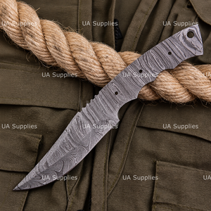 Cuchillo EDC de Caza Ligero y Duradero de Acero de Damasco Multifunción DIY de Venta Caliente con Hoja Fija de Punta Caída Biselada y Espiga Completa - Product Image 6