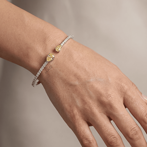Lab Grown Diamond Open <b>Cuff</b> Bangle White Gold Yellow Pear Diamond <b>Bracelet</b> Elegant Luxury Fine Jewelry Gift For Women - Product Image 1
