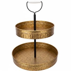 Bandeja de Servir de 3 Niveles de Estilo Rústico para Decoración del Hogar, Soporte de Metal Galvanizado Envejecido, Bandeja Vintage de Hierro para Cupcakes y Postres con Borde Festoneado - Product Image 3