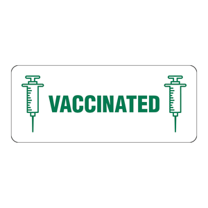 Étiquettes adhésives résistantes à l'eau Brady Vaccinated, finition mate, pour le contrôle d'accès dans les secteurs de la santé - Product Image 1