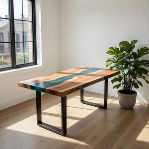 Mesa Consola de Madera Maciza con Resina Epoxi Azul Galaxia TIMELESS CRAFT, Diseño de Río, Mueble de Entrada de Lujo Hecho a Mano, Moderno y Duradero - Product Image 4