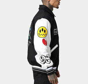 Veste d'hiver pour homme de haute qualité, best-seller, col montant fin, style varsity, avec logo sur le devant, en laine/cuir, respirante et coupe-vent - Product Image 5