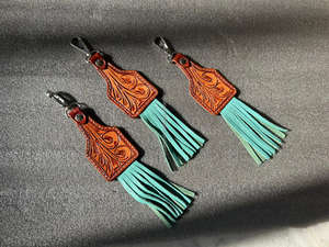 Nuevos llaveros de borla encantadores bonitos de cuero genuino hechos a mano de Color genuino, gran oferta, llaveros florales modernos de estilo occidental - Product Image 2