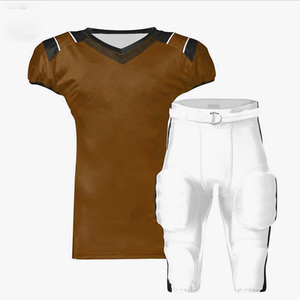 Custom Logo American Football Uniform Unisex Fitted Jersey <b>Pants</b> Set Sublimated Moisture Wicking Polyester/<b>Spandex</b> Gold Pink - Product Image 5