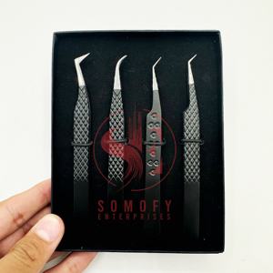 แหนบต่อขนตาสแตนเลสแบบมืออาชีพอุปกรณ์เสริมความงามแบบด้านปรับแต่งโลโก้ได้ตามต้องการ - Product Image 2