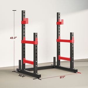 Soporte Ajustable Rojo Multifuncional para Sentadillas y Press de Banca, Capacidad de 660 lb, para Entrenamiento de Fuerza en Casa, Bancos y Soportes para Levantamiento de Pesas - Product Image 3