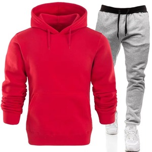 Ensemble de survêtement personnalisé écologique 100 % coton avec capuche, sweat-shirt en molleton uni, pantalon de jogging à cordon de serrage, vêtements décontractés d'hiver unisexes - Product Image 2