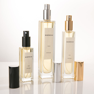 Produttore di fragranze chiaro alto rettangolo vite ricaricabile 30ml 50ml 100ml contenitore contenitore per profumo Spray in vetro - Product Image 2
