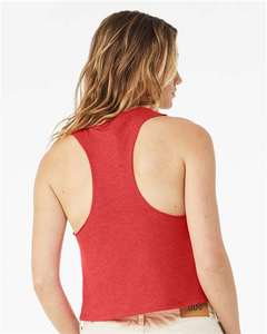 Débardeur court rouge sans manches pour femme avec logo personnalisé, tricoté, uni, décontracté, col rond - Product Image 6