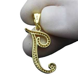 Pendentif lettre T en moissanite, en argent sterling 925, breloque alphabet sertie de diamants, sans chaîne, cadeau - Product Image 1
