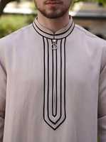 Qamis traditionnel arabe pour homme en polyester uni, léger, infroissable, extensible dans quatre directions, respirant, à manches longues
