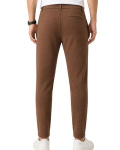 Men Chocolate Brown Slim Fit Casual Jogger Pants Elastic Waist <b>Drawstring</b> <b>Trousers</b> Soft Fabric Comfortable Daily Wear Stylish - Product Image 2