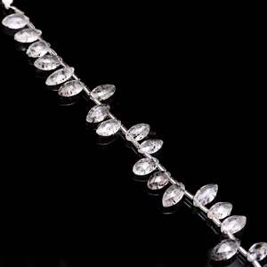 Perles de quartz naturel facettées en forme de marquise, perles de quartz à points, perles de pierres précieuses percées sur le côté pour la fabrication de bijoux 7x12-8x13MM 8 pouces - Product Image 3