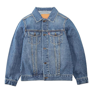 Men's Light Blue Denim <b>Jacket</b> with <b>Red</b> Plaid Lining Stand Collar Regular Fit Casual <b>Waterproof</b> 100% Cotton Winter Wear - Product Image 1