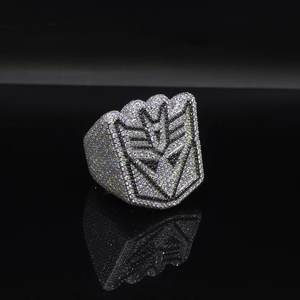 Iced round cut Hip Hop Cluster <b>Ring</b> 925 Sterling <b>Silver</b> Rhodium Plated Prong Wedding Anniversary Gift <b>Statement</b> <b>Ring</b> for Men's - Product Image 4