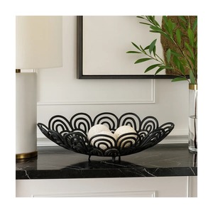 Bol décoratif en métal noir ajouré, idéal pour la décoration de table de mariage et la mise en scène élégante des centres de table pour événements, provenance Inde - Product Image 5