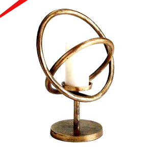 Candelabro de aluminio dorado pulido de estilo vintage, redondo con base plana, muy vendido, para iluminación de dormitorio. - Product Image 1