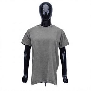 T-shirt Homme Oversize Col Rond Manches Courtes 100% Coton Tricoté Hip Hop Séchage Rapide Respirant Décontracté Design Uni - Product Image 2