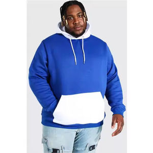 Sudadera con Capucha para Hombre, Color Azul Rey y Blanco, con Bolsillo Tipo Canguro, Fabricación OEM/ODM, Venta al Por Mayor - Product Image 1