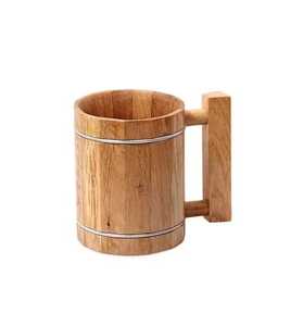 Jarra de Cerveza de Madera Clásica Vintage Oscura, Hecha a Mano, de Madera Maciza, Taza de Café, Ecológica, a Prueba de Fugas, Duradera, para Negocios - Product Image 2