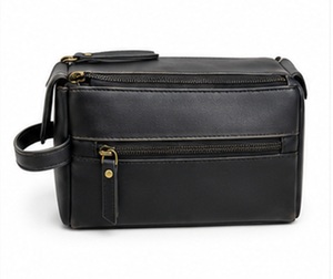 Gravs Premium Genuine Leather Vintage Travel Bag Zipper Hanging Logo Large Capacity Eco-Friendly Soft Handle Dopp Kit Cosmetic - Product Image 1