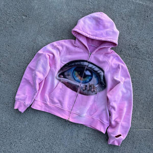 Sweat-shirt à capuche unisexe en coton épais et ample, imprimé style hip-hop rap américain, tendance transfrontalière - Product Image 2