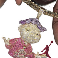 Nouveau Pendentif Breloque Hip Hop en Argent Sterling 925 Plaqué Or Blanc, Forme Étoile, Unisexe, Clarté VVS, Certifié GIA, pour Fête