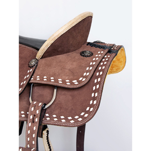 Selle de cheval Western en cuir, faite à la main, pour l'équitation, le barrel racing, le trail, le roping et le ranch, modèle OEM - Product Image 3