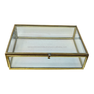 Caja de joyería ecológica de latón y vidrio, estuche transparente para anillos y collares, organizador para tocador. - Product Image 2