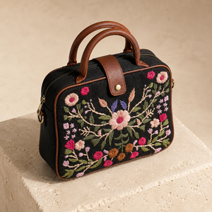 Sac fourre-tout décontracté pour femme avec broderie florale, en toile, fermeture éclair, bandoulière amovible, en PU, pour la Saint-Valentin - Product Image 3